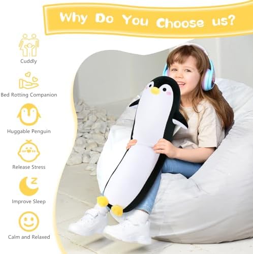 Cute Long Penguin Plush Pillow for Hugging