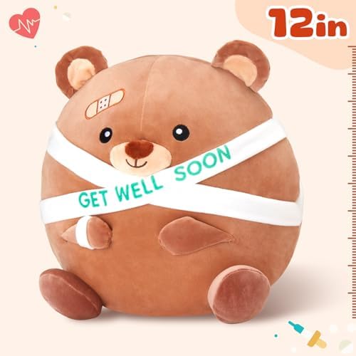 Get Well Soon Teddy Bear Plush Pillow
