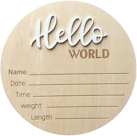 Baby Announcement Sign 59 Inch Wooden Hello World Newborn Welcome Sign