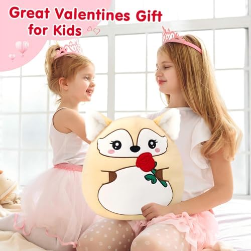WEWILL 12 Inch Valentine Fox Plush Pillow