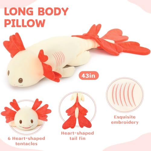 Axolotl Plush Throw Pillow for Kids and Adults