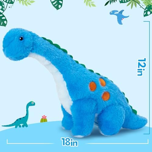 Houwsbaby 14 Inch Blue Light Dinosaur Plush Pillow