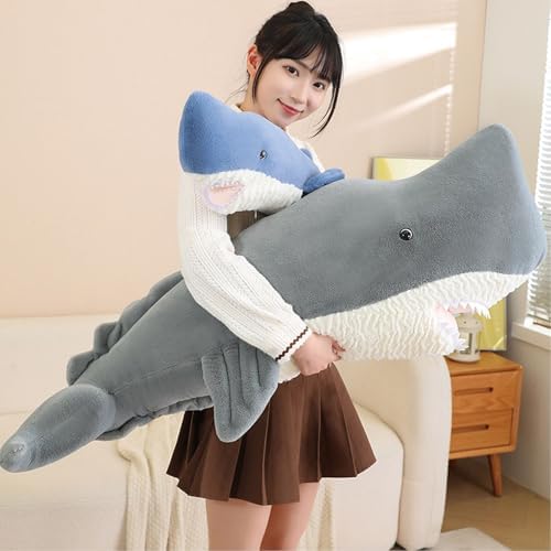 Whale Shark Plush Pillow Toy - 44 Inch Gray