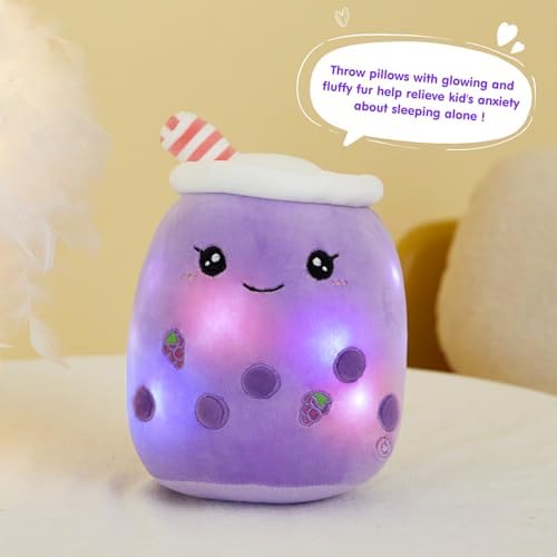 Light Up Purple Boba Pillow Toy