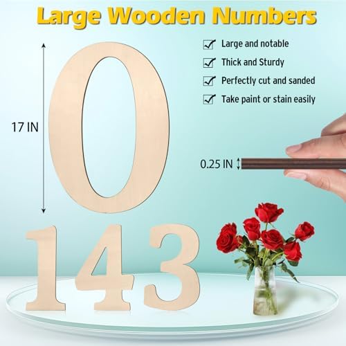 17 Inch Large Wooden Numbers for Decor