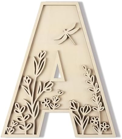 12 Inch Flowered Wooden Letters for Wall Decor
