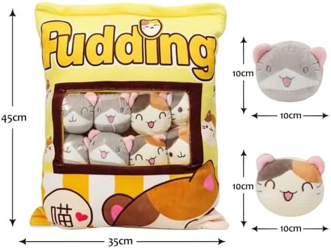 Cute Plush Pillow with 8 Fluffy Cat Toys