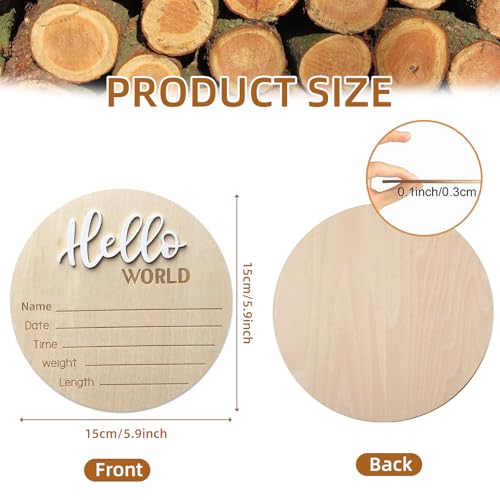 Baby Announcement Sign 59 Inch Wooden Hello World Newborn Sign