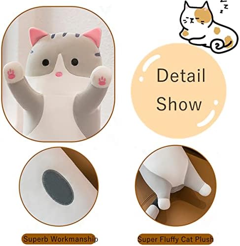 Rexinc Long Gray Cat Plush Pillow Toy