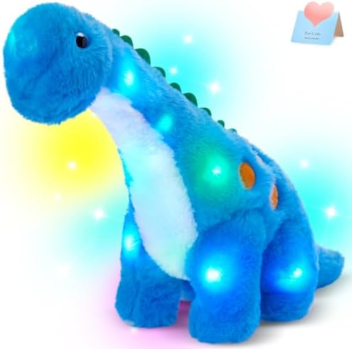 Houwsbaby 14 Inch Blue Light Dinosaur Plush Pillow