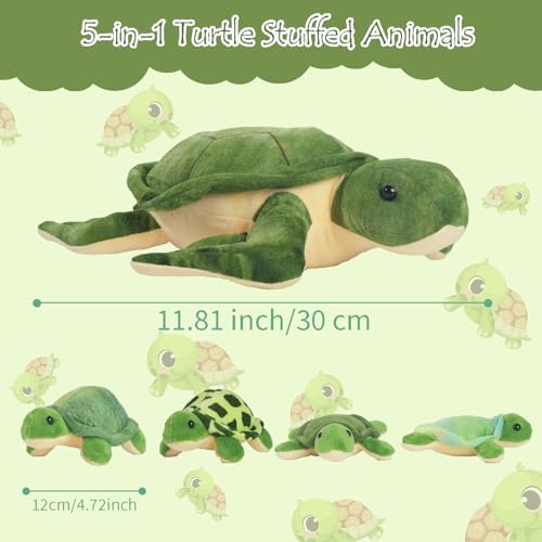 5 Piece Turtle Plush Toy Set with Hidden Babies