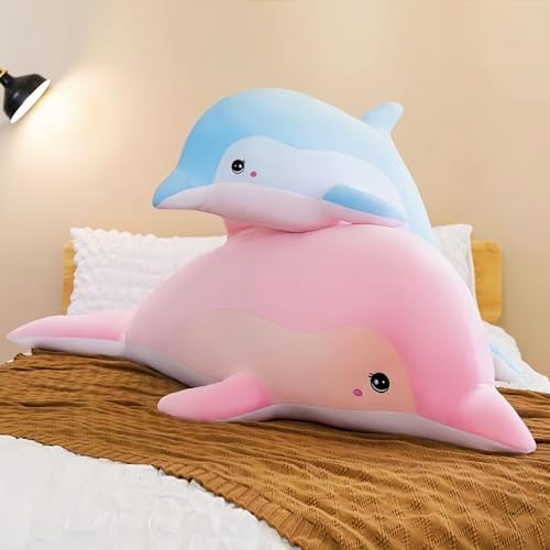 RYOLOY Giant Blue Dolphin Plush Pillow