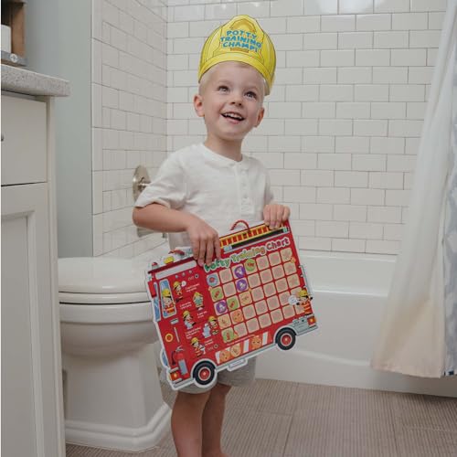 Potty Training Chart with Fireman Stickers and Crown for Toddlers