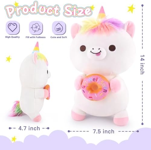 Achwishap Get Well Soon Unicorn Plush Pillow