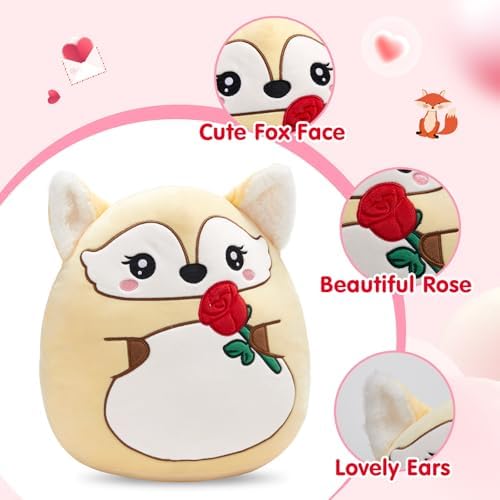 WEWILL 12 Inch Valentine Fox Plush Pillow