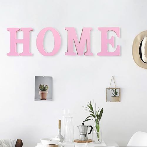 AOCEAN 8 Inch Pink Wood Letters for Wall Decor