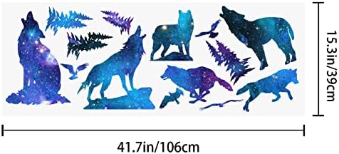 PLIGREAT Dark Blue Starry Sky Wolves Wall Sticker