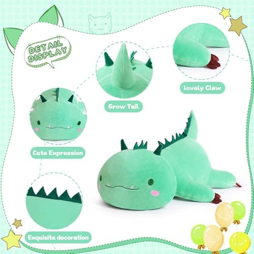 Cute Dinosaur Plush Pillow 20 Green
