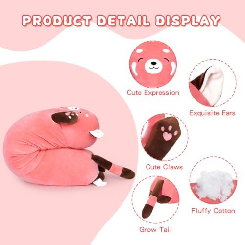 Yeqivo Cute Raccoon Plush Pillow 1968Inch Pink