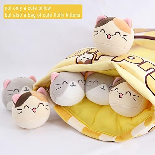 Cute Plush Pillow Throw with Kitten Stuffed Animal Toys