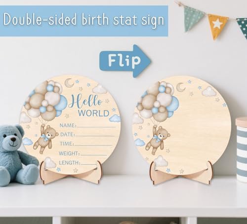 Andrain Double-Sided Wooden Baby Sign