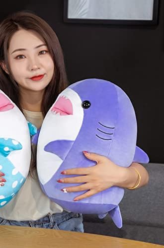 17 Inch Purple Shark Plush Hugging Pillow