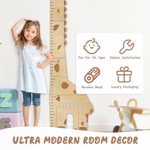 Woodemon Personalized Name Growth Chart for Wall