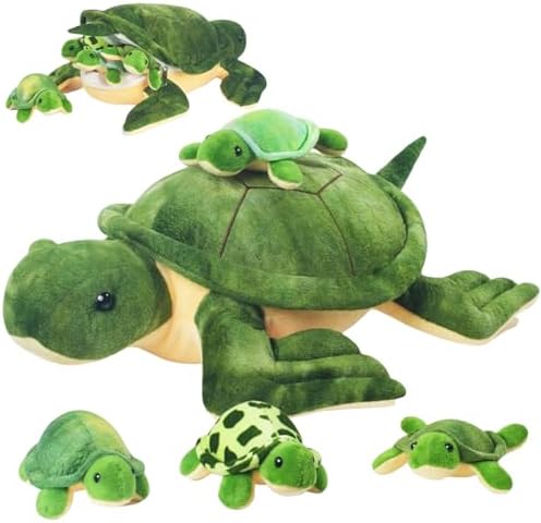 5 Piece Turtle Plush Toy Set with Hidden Babies