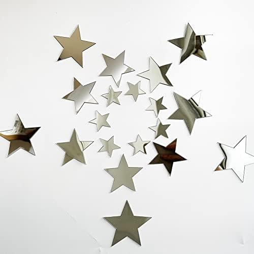 40Pcs Silver Stars Acrylic Wall Stickers