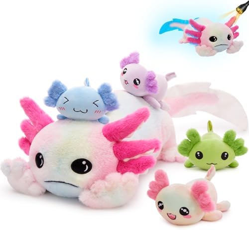 Glow Axolotl Plush Pillow with 4 Babies