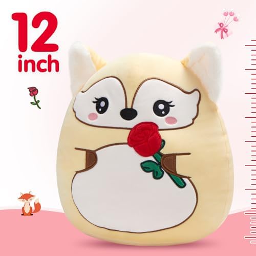 WEWILL 12 Inch Valentine Fox Plush Pillow