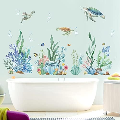 Wondever Ocean Seaweed Grass Wall Sticker Turtle Decal