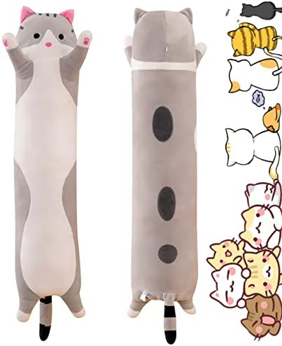Rexinc Long Gray Cat Plush Pillow Toy