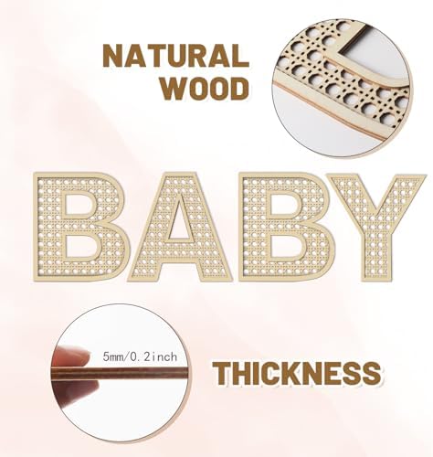 Baby Letters Wooden Rattan 8 Inch 4Pcs Wall Decor