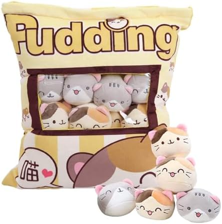 Cute Plush Pillow with 8 Fluffy Cat Toys