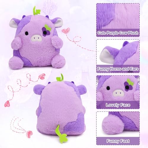 Purple Cow Plush Pillow for Kids and Home Decoration