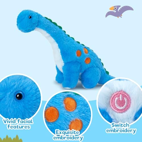 Houwsbaby 14 Inch Blue Light Dinosaur Plush Pillow