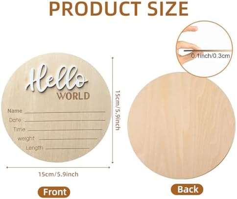 Baby Announcement Sign 59 Inch Wooden Hello World Newborn Welcome Sign