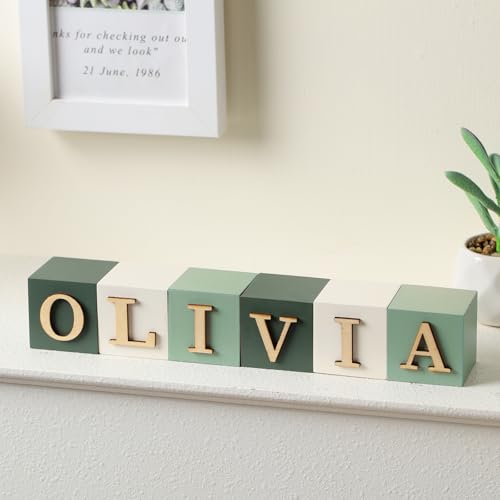 Kigley 8 Letter Wooden Name Sign Blocks 1