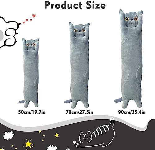 Cute Gray Cat Plush Pillow for Kids
