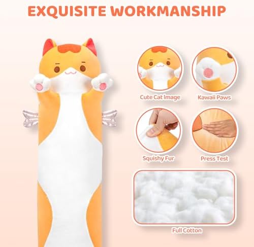 Long Cat Plush Body Pillow Cute Kitten Doll Toy