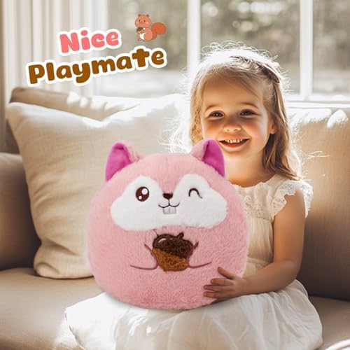 WEWILL 12-Inch Pink Squirrel Plush Pillow