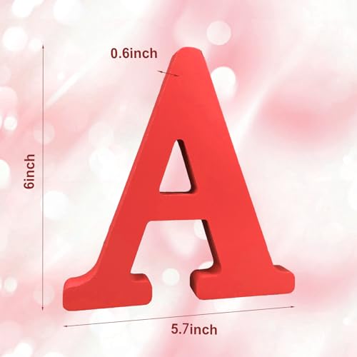 AOCEAN 6 Inch Red Wood Letters Wall Decor