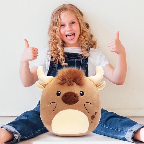 Large Scottish Cow Plush Pillow Toy 13 Inch Huggable