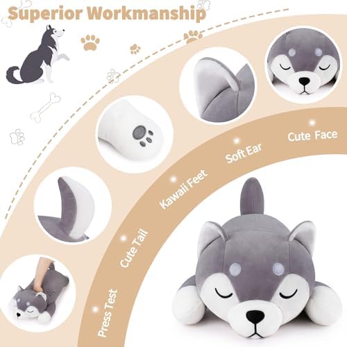Auspicious Beginning 30 Inch Husky Plush Pillow