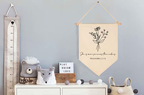 FYSIA Nursery Scripture Bible Verse Canvas Flag Banner Wall Decor