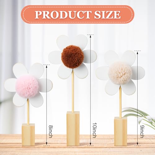 3 Pcs Wooden Daisy Wall Decor Set