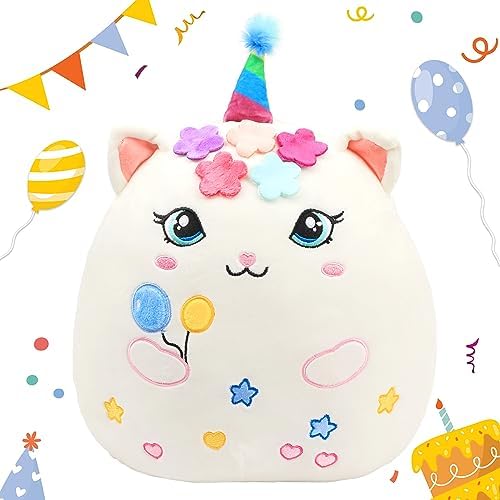 Easfan Birthday Princess Kitty Plush Pillow