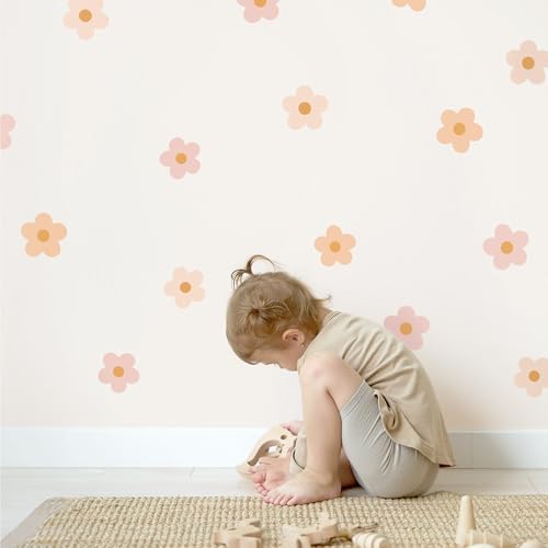 Daisy Blush Pink Boho Wall Stickers for Kids