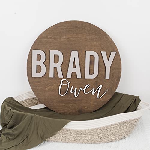 Custom Round Nursery Name Sign 12 18 24 30 3D Wall Art